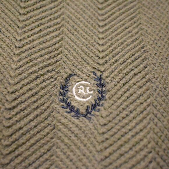 VTG Chaps Ralph Lauren Mens Large Green Herringbone Hand Framed Pullover Sweater - Picture 3 of 7
